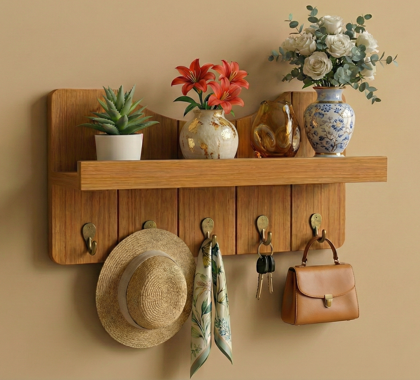 Porte-manteau mural en bois