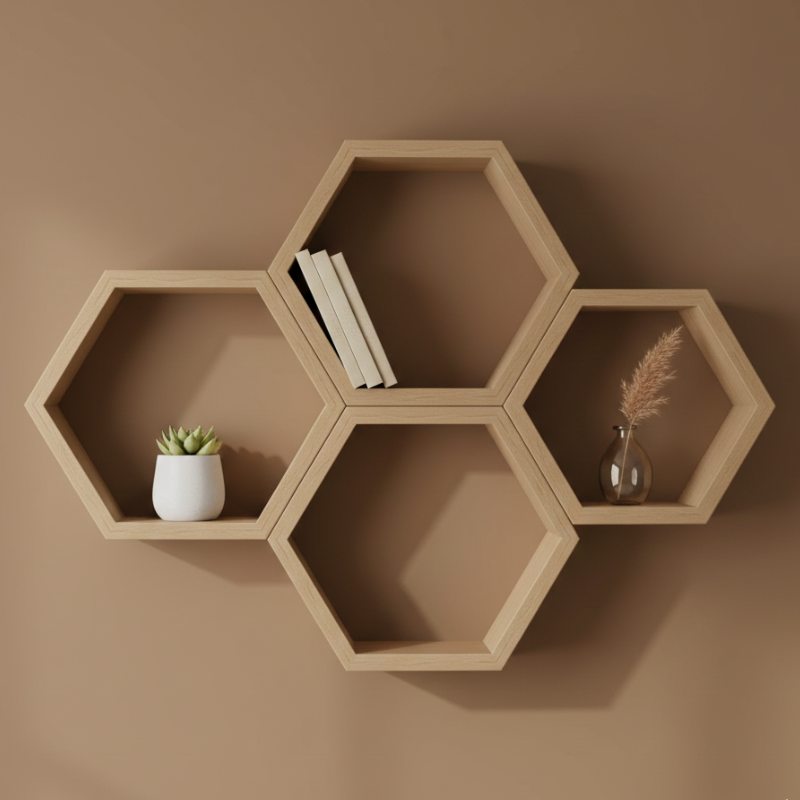 Étagère murale hexagonale