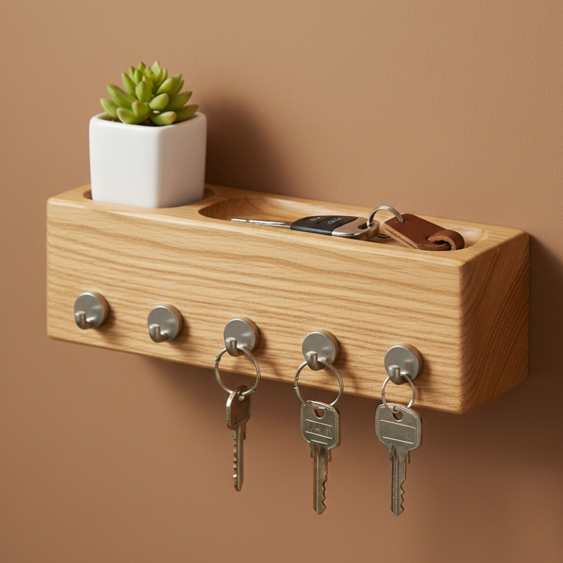 Organiseur mural d'entrée en bois